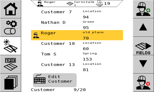 Customer Select Screen Example