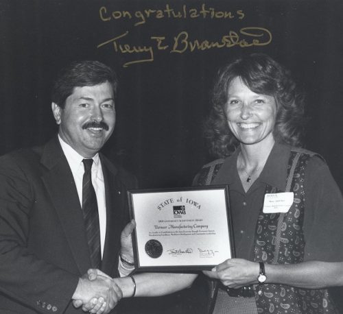 Mary Andringa and Governor Terry Branstead